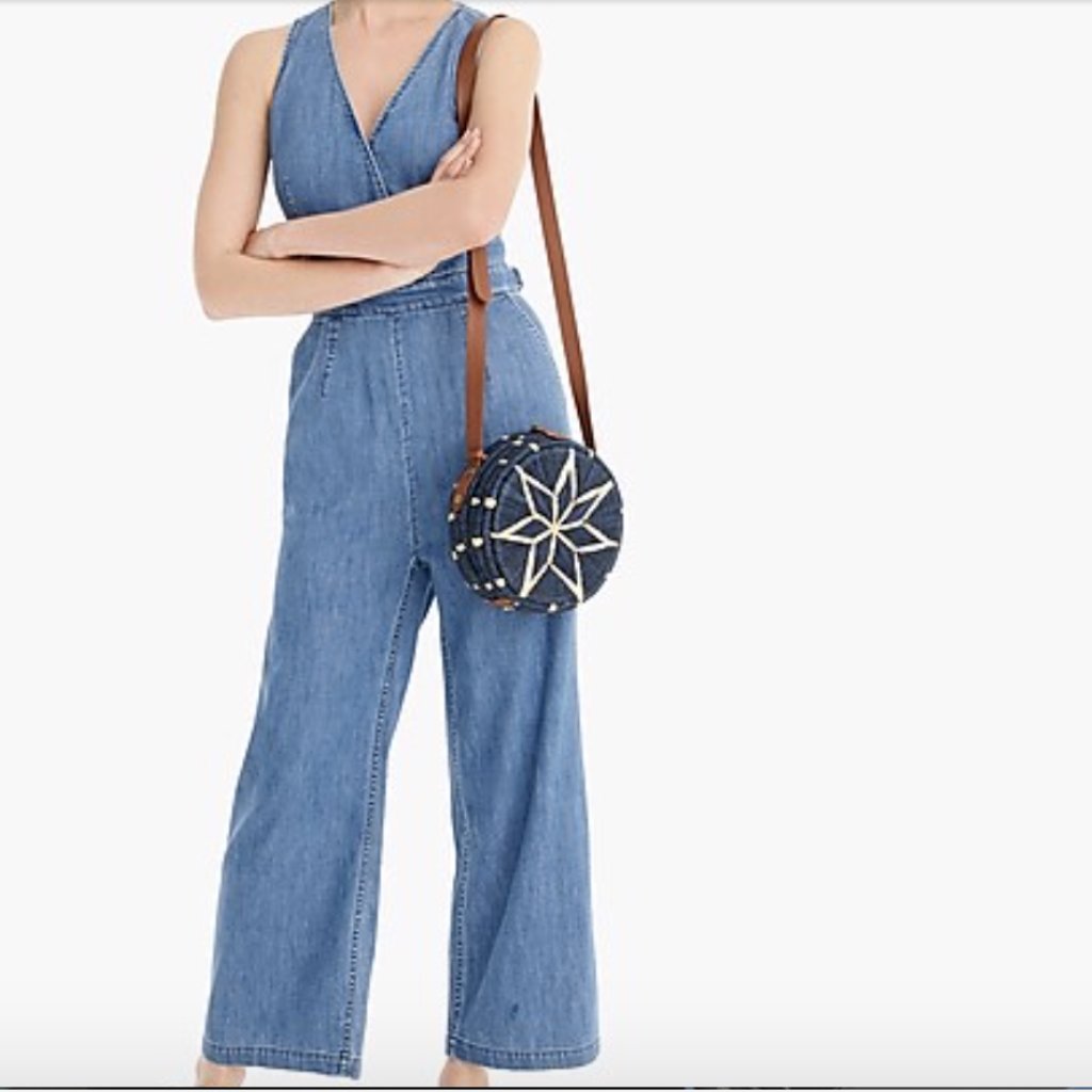 J Crew Point Sur Wide-Leg Tailored Indigo Jumpsuit Size 8